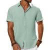 imagePJ PAUL JONES Mens Short Sleeve Button Down Shirts Casual Beach Summer Vacation ShirtsLight Green