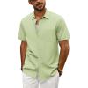imagePJ PAUL JONES Mens Short Sleeve Button Down Shirts Lightweight Cotton Shirt Casual Summer Shirts for MenLightgreen