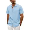 imagePJ PAUL JONES Mens Short Sleeve Button Down Shirts Lightweight Cotton Shirt Casual Summer Shirts for MenSkyblue