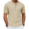 imagePJ PAUL JONES Mens TShirts Henley Short Sleeve Shirt Casual Textured Knit TShirtApricot