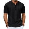 imagePJ PAUL JONES Mens TShirts Henley Short Sleeve Shirt Casual Textured Knit TShirtBlack