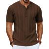 imagePJ PAUL JONES Mens TShirts Henley Short Sleeve Shirt Casual Textured Knit TShirtCoffee