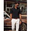 imagePJ PAUL JONES Mens Casual Knit Polor Shirt Short Sleeve Collared ShirtBlack