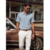 imagePJ PAUL JONES Mens Casual Knit Polor Shirt Short Sleeve Collared ShirtBlue Gray