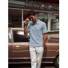 imagePJ PAUL JONES Mens Casual Knit Polor Shirt Short Sleeve Collared ShirtBlue Gray