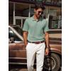 imagePJ PAUL JONES Mens Casual Knit Polor Shirt Short Sleeve Collared ShirtLight Green