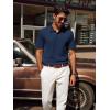 imagePJ PAUL JONES Mens Casual Knit Polor Shirt Short Sleeve Collared ShirtNavy Blue