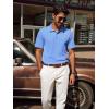 imagePJ PAUL JONES Mens Casual Knit Polor Shirt Short Sleeve Collared ShirtPure Blue