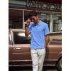 imagePJ PAUL JONES Mens Casual Knit Polor Shirt Short Sleeve Collared ShirtPure Blue
