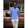 imagePJ PAUL JONES Mens Casual Knit Polor Shirt Short Sleeve Collared ShirtPure Blue