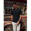 imagePJ PAUL JONES Mens Polo Shirts V Neck Textured Polo Shirt QuickDry Golf ShirtsBlack