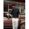imagePJ PAUL JONES Mens Polo Shirts V Neck Textured Polo Shirt QuickDry Golf ShirtsBlack