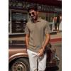imagePJ PAUL JONES Mens Polo Shirts V Neck Textured Polo Shirt QuickDry Golf ShirtsKhaki