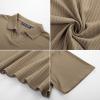 imagePJ PAUL JONES Mens Polo Shirts V Neck Textured Polo Shirt QuickDry Golf ShirtsKhaki