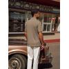 imagePJ PAUL JONES Mens Polo Shirts V Neck Textured Polo Shirt QuickDry Golf ShirtsKhaki