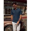 imagePJ PAUL JONES Mens Polo Shirts V Neck Textured Polo Shirt QuickDry Golf ShirtsNavy Blue