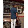 imagePJ PAUL JONES Mens Polo Shirts V Neck Textured Polo Shirt QuickDry Golf ShirtsNavy Blue