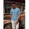 imagePJ PAUL JONES Mens Polo Shirts V Neck Textured Polo Shirt QuickDry Golf ShirtsSky Blue