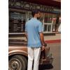 imagePJ PAUL JONES Mens Polo Shirts V Neck Textured Polo Shirt QuickDry Golf ShirtsSky Blue