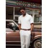 imagePJ PAUL JONES Mens Polo Shirts V Neck Textured Polo Shirt QuickDry Golf ShirtsWhite