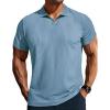 imagePJ PAUL JONES Mens Polo Shirts V Neck Textured Polo Shirt QuickDry Golf ShirtsSky Blue