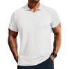 imagePJ PAUL JONES Mens Polo Shirts V Neck Textured Polo Shirt QuickDry Golf ShirtsWhite