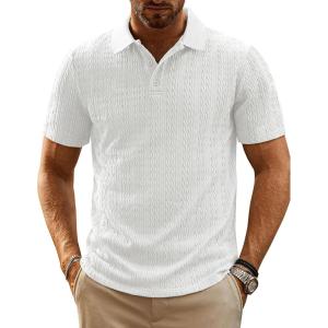 imagePJ PAUL JONES Mens Casual Knit Polor Shirt Short Sleeve Collared ShirtWhite