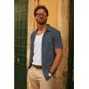 imagePJ PAUL JONES Mens Casual Button Down Shirt Textured Short Sleeve Summer Shirt wih PocketDeep Grey