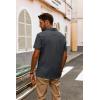 imagePJ PAUL JONES Mens Casual Button Down Shirt Textured Short Sleeve Summer Shirt wih PocketDeep Grey