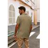 imagePJ PAUL JONES Mens Casual Button Down Shirt Textured Short Sleeve Summer Shirt wih PocketKhaki