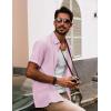 imagePJ PAUL JONES Mens Casual Button Down Shirt Textured Short Sleeve Summer Shirt wih PocketPink