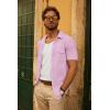 imagePJ PAUL JONES Mens Casual Button Down Shirt Textured Short Sleeve Summer Shirt wih PocketPink