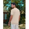 imagePJ PAUL JONES Mens Quarter Zipper Knit Polo Shirts Striped Vintage Short Sleeve ShirtApricot