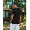 imagePJ PAUL JONES Mens Quarter Zipper Knit Polo Shirts Striped Vintage Short Sleeve ShirtBlack