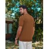 imagePJ PAUL JONES Mens Quarter Zipper Knit Polo Shirts Striped Vintage Short Sleeve ShirtBrown
