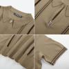 imagePJ PAUL JONES Mens Quarter Zipper Knit Polo Shirts Striped Vintage Short Sleeve ShirtCamel