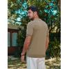 imagePJ PAUL JONES Mens Quarter Zipper Knit Polo Shirts Striped Vintage Short Sleeve ShirtCamel
