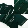 imagePJ PAUL JONES Mens Quarter Zipper Knit Polo Shirts Striped Vintage Short Sleeve ShirtDark Green