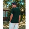 imagePJ PAUL JONES Mens Quarter Zipper Knit Polo Shirts Striped Vintage Short Sleeve ShirtDark Green