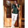 imagePJ PAUL JONES Mens Quarter Zipper Knit Polo Shirts Striped Vintage Short Sleeve ShirtDark Green