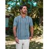 imagePJ PAUL JONES Mens Quarter Zipper Knit Polo Shirts Striped Vintage Short Sleeve ShirtGrey Blue