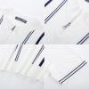imagePJ PAUL JONES Mens Quarter Zipper Knit Polo Shirts Striped Vintage Short Sleeve ShirtOff  White