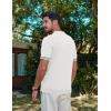 imagePJ PAUL JONES Mens Quarter Zipper Knit Polo Shirts Striped Vintage Short Sleeve ShirtOff  White
