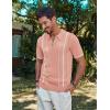 imagePJ PAUL JONES Mens Quarter Zipper Knit Polo Shirts Striped Vintage Short Sleeve ShirtPink