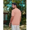 imagePJ PAUL JONES Mens Quarter Zipper Knit Polo Shirts Striped Vintage Short Sleeve ShirtPink