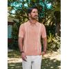 imagePJ PAUL JONES Mens Quarter Zipper Knit Polo Shirts Striped Vintage Short Sleeve ShirtPink