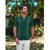 imagePJ PAUL JONES Mens Quarter Zipper Knit Polo Shirts Striped Vintage Short Sleeve ShirtVintage Green