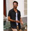 imagePJ PAUL JONES Mens Short Sleeve Button Down Shirts Casual Waffle Textured Loose Fit Summer Beach ShirtBlack