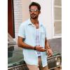 imagePJ PAUL JONES Mens Short Sleeve Button Down Shirts Casual Waffle Textured Loose Fit Summer Beach ShirtLight Blue