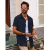 imagePJ PAUL JONES Mens Short Sleeve Button Down Shirts Casual Waffle Textured Loose Fit Summer Beach ShirtNavy